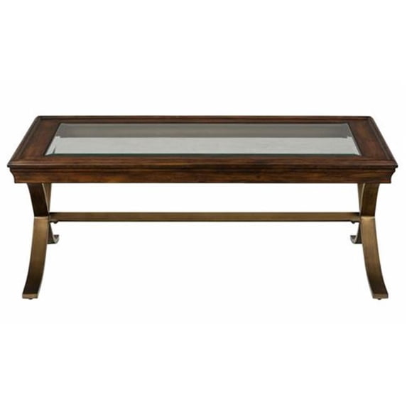 Jofran Ashland Glass Top Coffee Table in Rich Chocolate