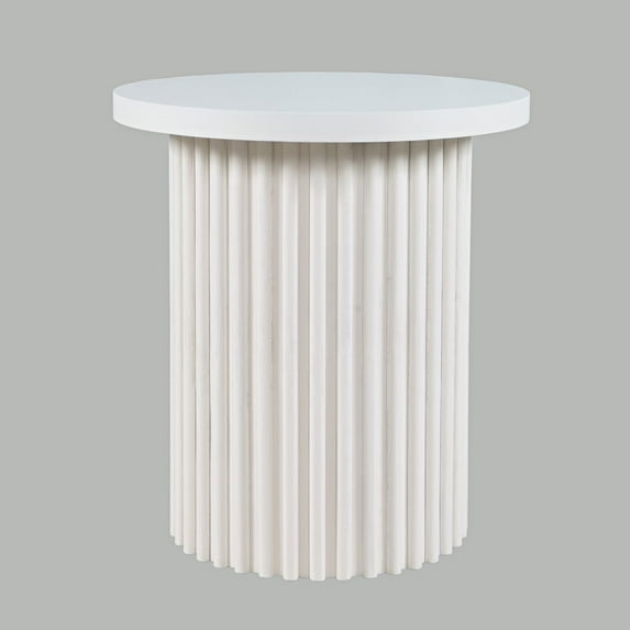 Jofran Auden 24" Round Mid-Century Modern Fluted Pedestal Base End Table