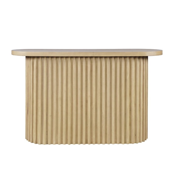 Jofran Auden Oval Mid-Century Modern Fluted Pedestal Base Sofa Console Table