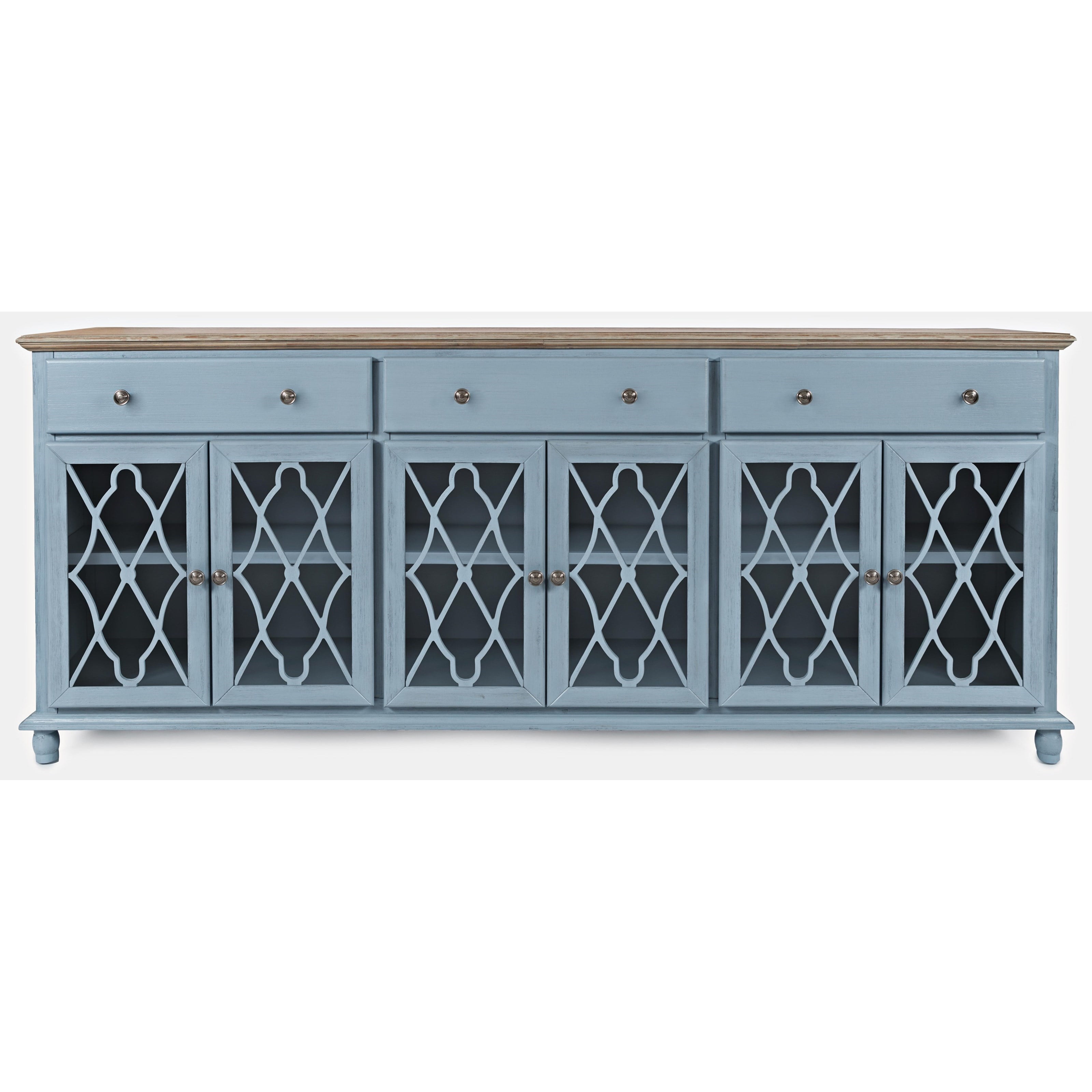 Blue Freestanding Accent Chest with Adjustable Shelving and Drawers