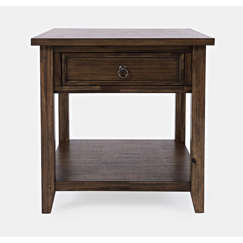 Bakersfield Brown Wood Square End Table with Storage Drawer