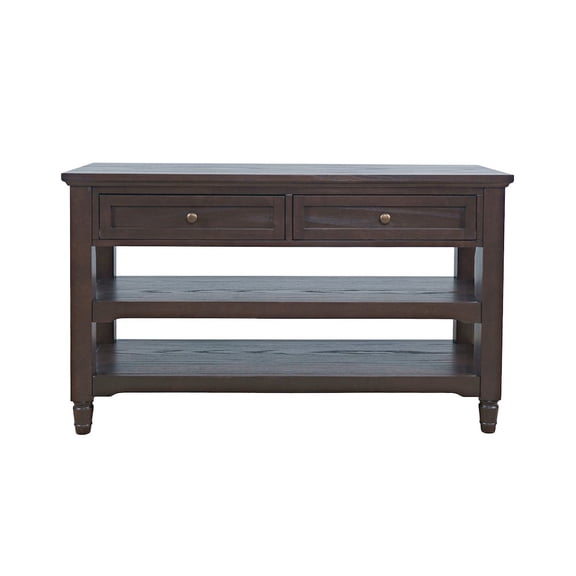Jofran Brentwood Modern 50" Sofa Console Table with Drawers and Storage Shelves