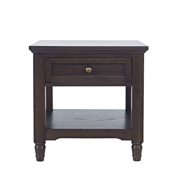 Jofran Brentwood Modern Transitional 24" Square End Table with Drawer and Storage Shelf