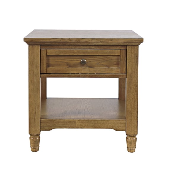 Jofran Brentwood Modern Transitional 24" Square End Table with Drawer and Storage Shelf