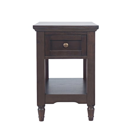 Jofran Brentwood Modern Transitional Chairside End Table with Drawer and Storage Shelf