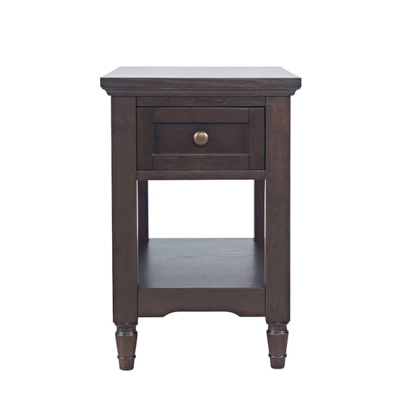 Jofran Brentwood Modern Transitional Chairside End Table with Drawer and Storage Shelf