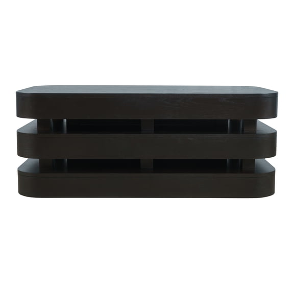 Jofran Brix Mid-Century Modern Floating Sculpture Layered Coffee Table with Caster Wheels
