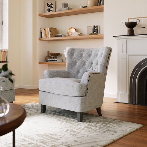 Jofran Bryson Transitional Upholstered Accent Chair with Nailhead Trim