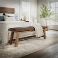 thumbnail image 1 of Jofran Cannon Valley Distressed Industrial 56" Distressed Wood Bench with Upholstered Seat, 1 of 12