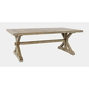 Jofran Carlyle Crossing Modern Rustic Distressed Solid Wood Coffee Table with Trestle