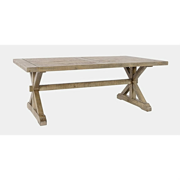 Jofran Carlyle Crossing Modern Rustic Distressed Solid Wood Coffee Table with Trestle