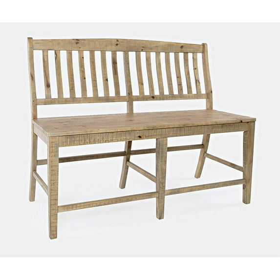 Jofran Carlyle Crossing Modern Rustic Solid Wood Slatback Counter Height Bench