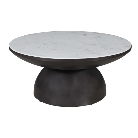Jofran Circularity Modern Luxury Marble and Iron 35" Round Pedestal Coffee Table