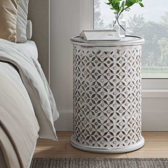 Jofran Decker Distressed Hardwood Global Drum End Table