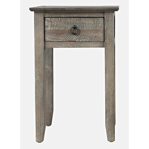 Jofran Devon Farmhouse Distressed Solid Pine End Table with Storage, Grey Wash