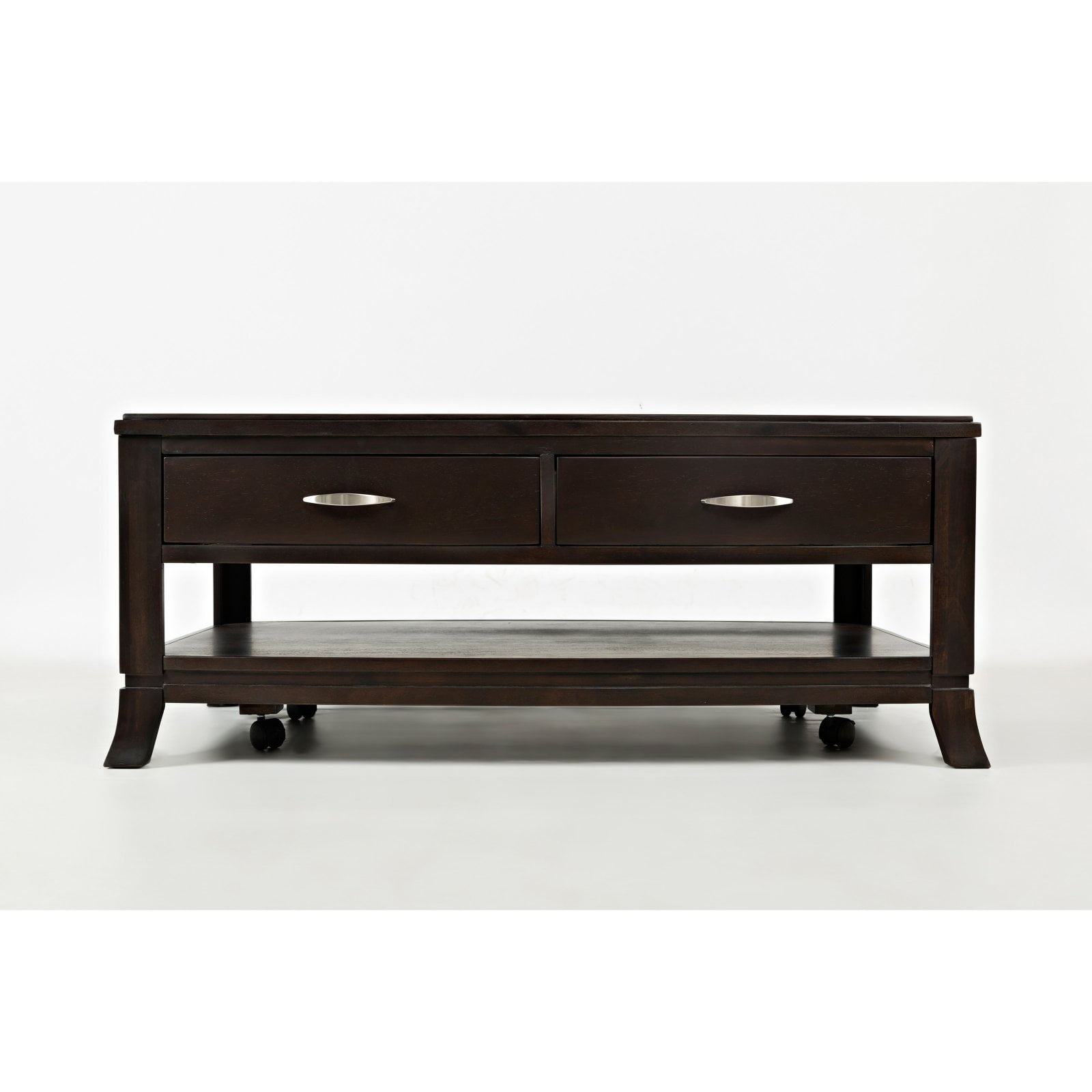 Mid-Century Modern Brown Wood Coffee Table with Storage