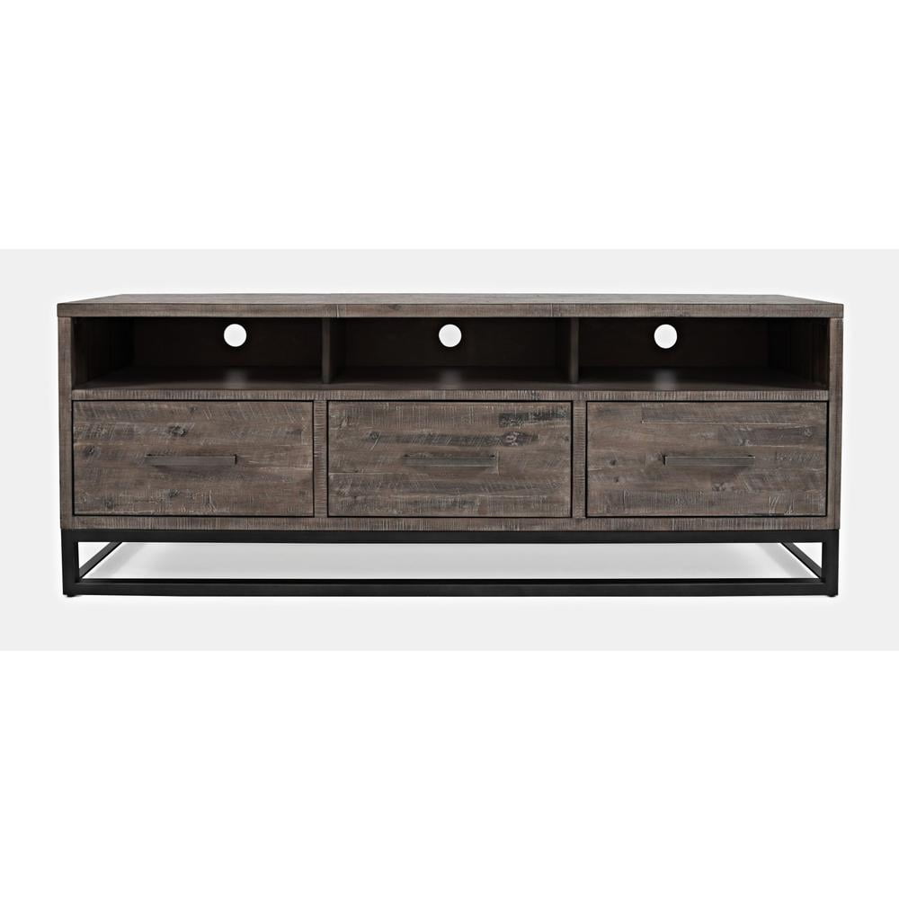 East Hampton 70" Gray Acacia Media Unit with Metal Base