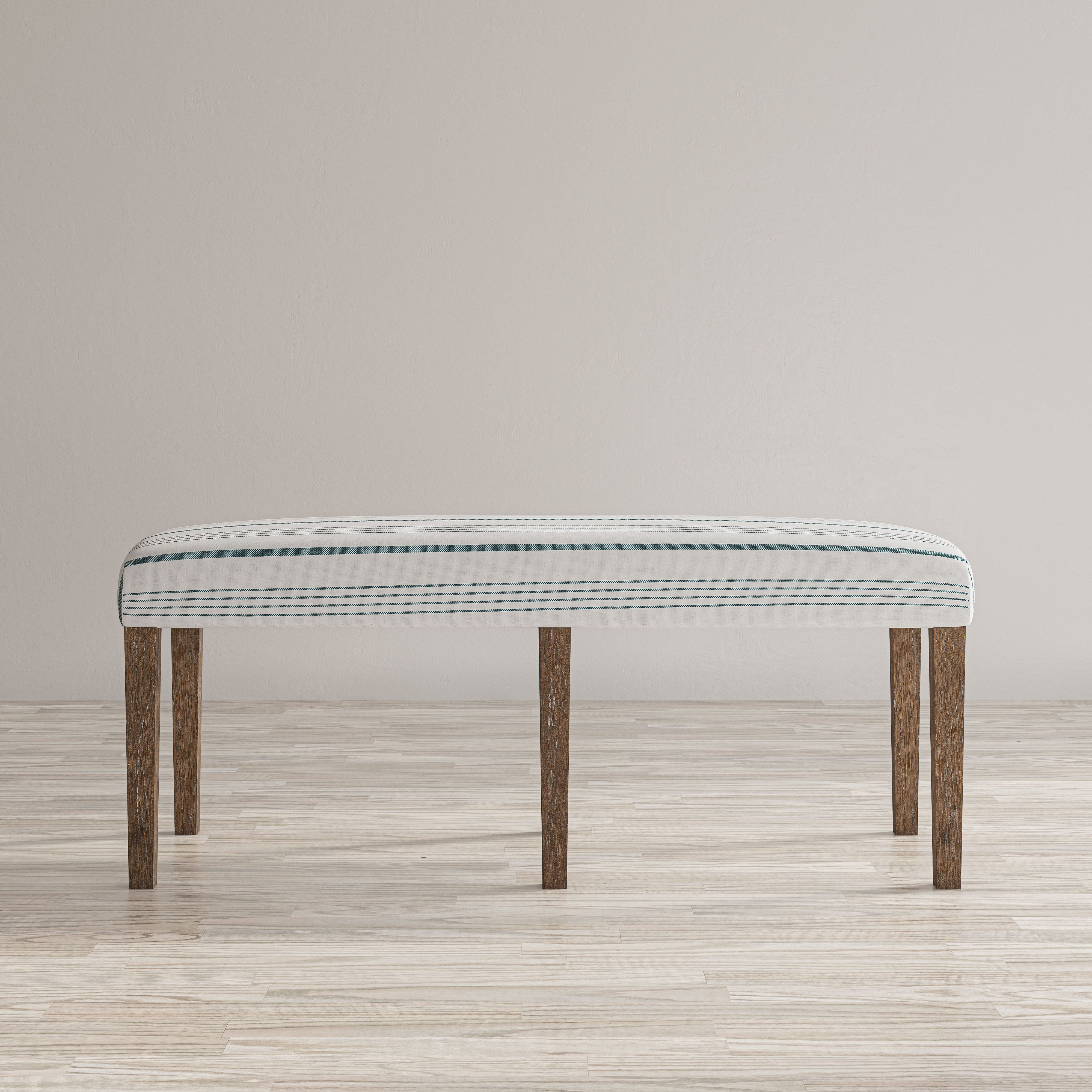 Hatteras 46" Blue Stripe Upholstered Coastal Dining Bench