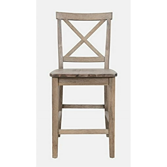 Jofran Eastern Tides Coastal Wire-Brushed Acacia X-Back Counter Barstool (Set of 2)