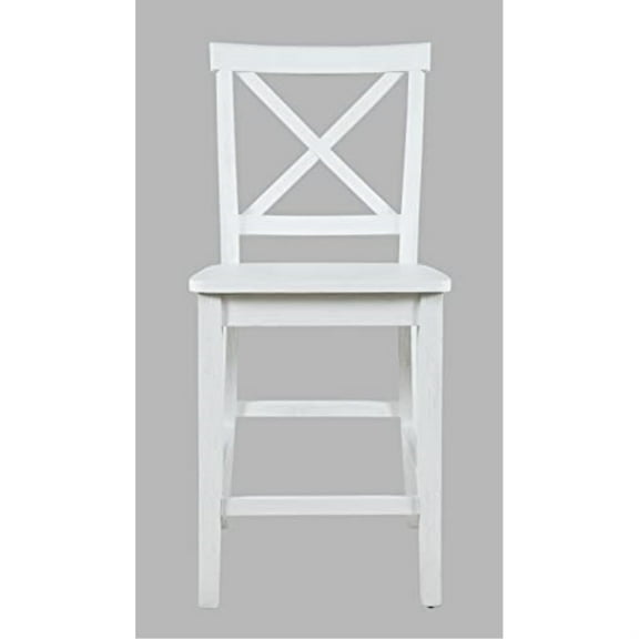 Jofran Eastern Tides Coastal Wire-Brushed Acacia X-Back Counter Barstool (Set of 2)