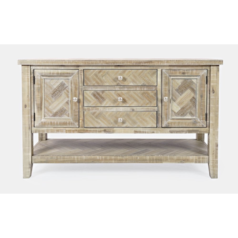 Fairview Transitional 54'' Distressed Acacia Chevron Sideboard