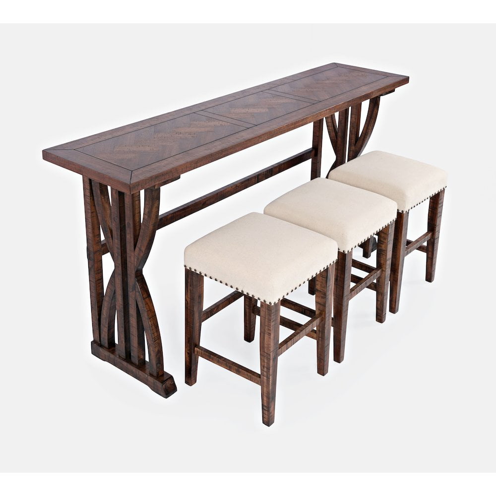 Fairview Oak 4-Piece Counter Height Dining Set with Cream Stools