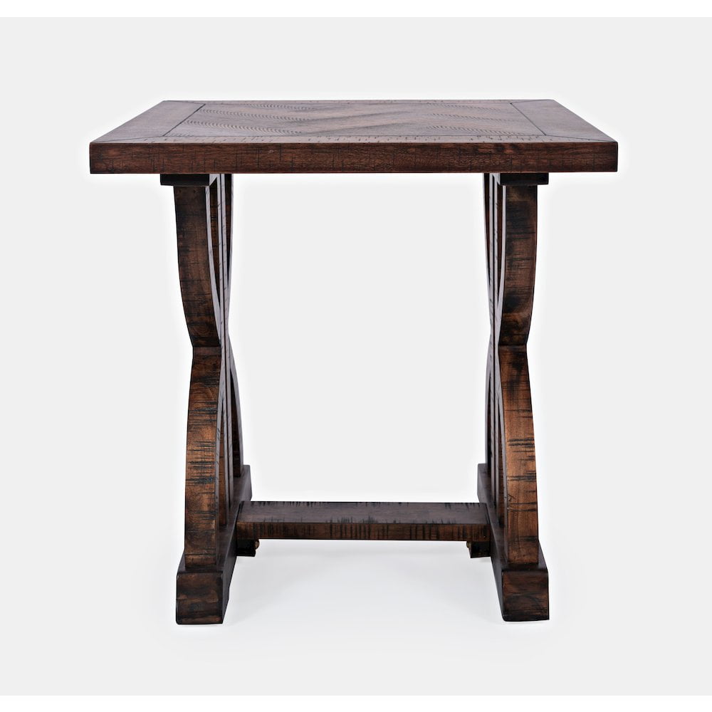 Fairview 24'' Transitional Square Herringbone Acacia End Table