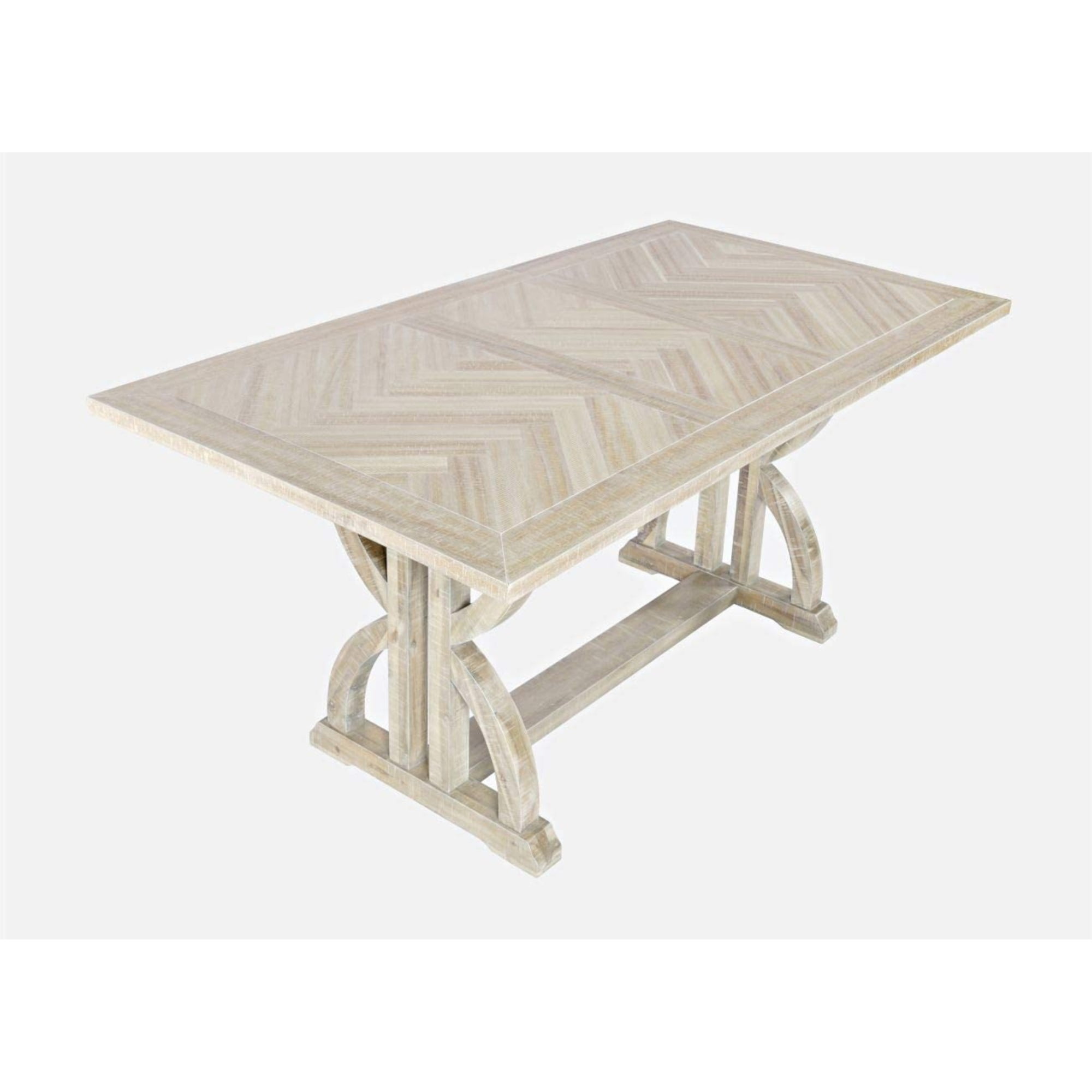 Transitional Chevron-Patterned Acacia Extendable Dining Table