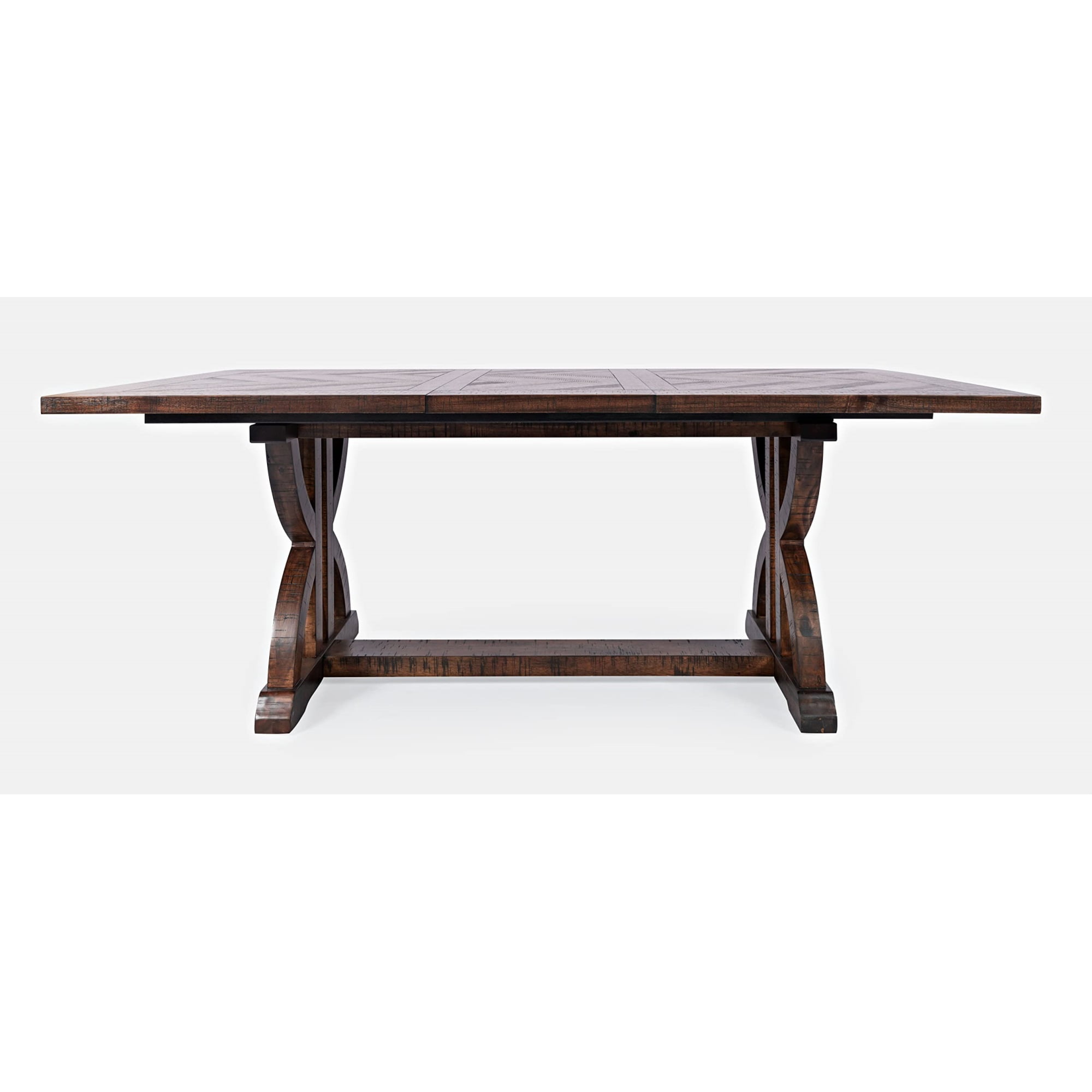 Fairview 78'' Distressed Acacia Chevron Extendable Dining Table
