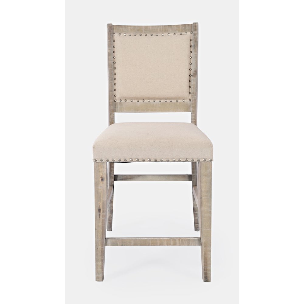 Fairview Cream Upholstered Ash Wood Counter Stools, Set of 2