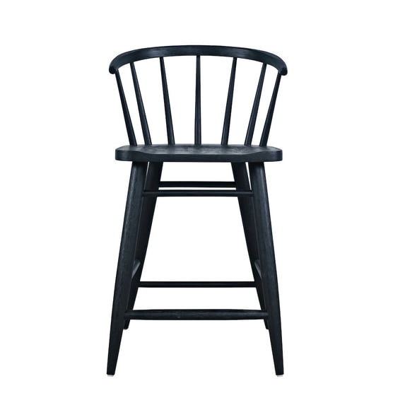 Jofran Fitz Traditional Solid Wood Curved Back Spindle Counter Stool