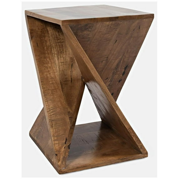 Jofran Global Archive Jasper Solid Wood Rustic Modern Angled Accent End Table