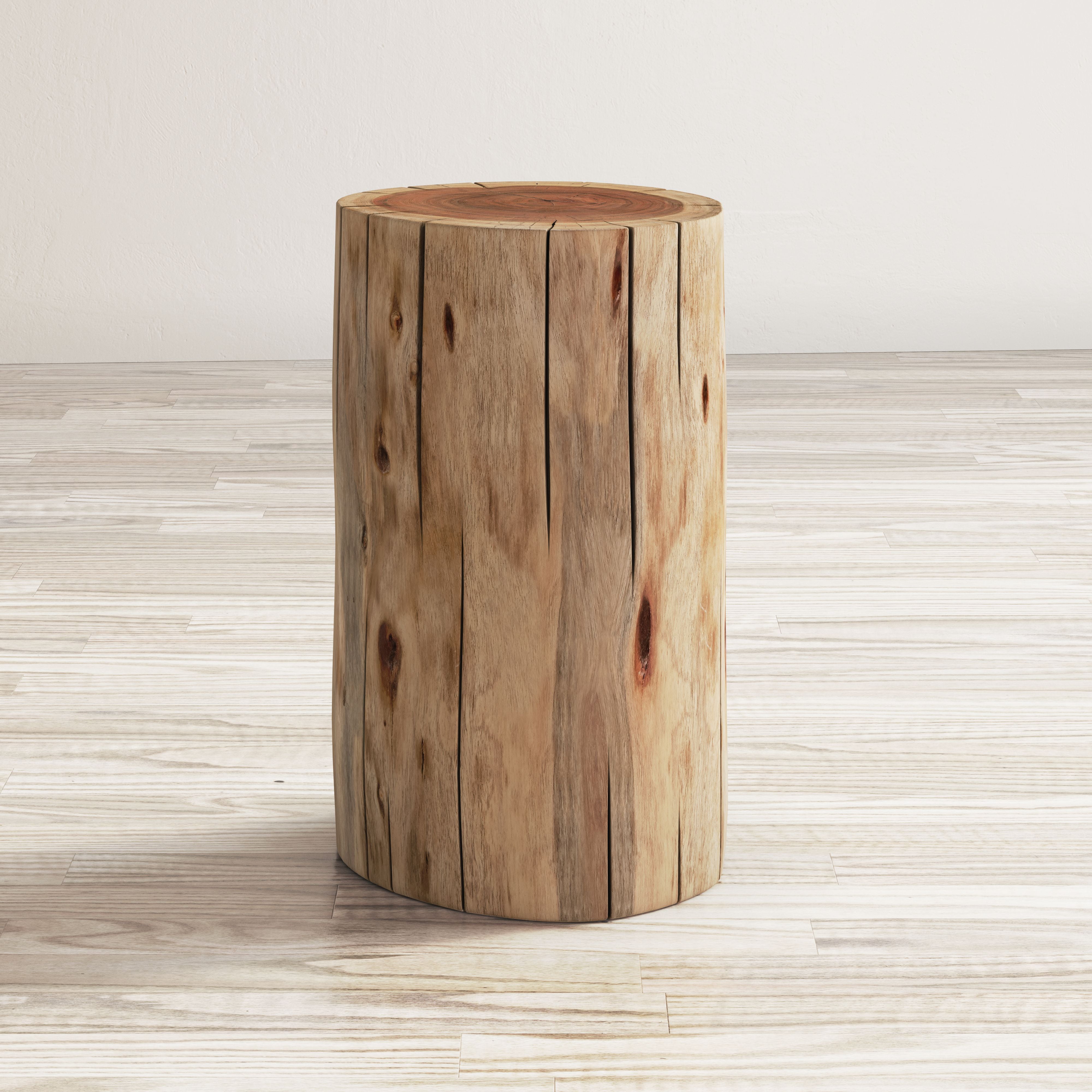 Rustic Lodge 18'' Round Brown Wood & Metal Stump Accent Table