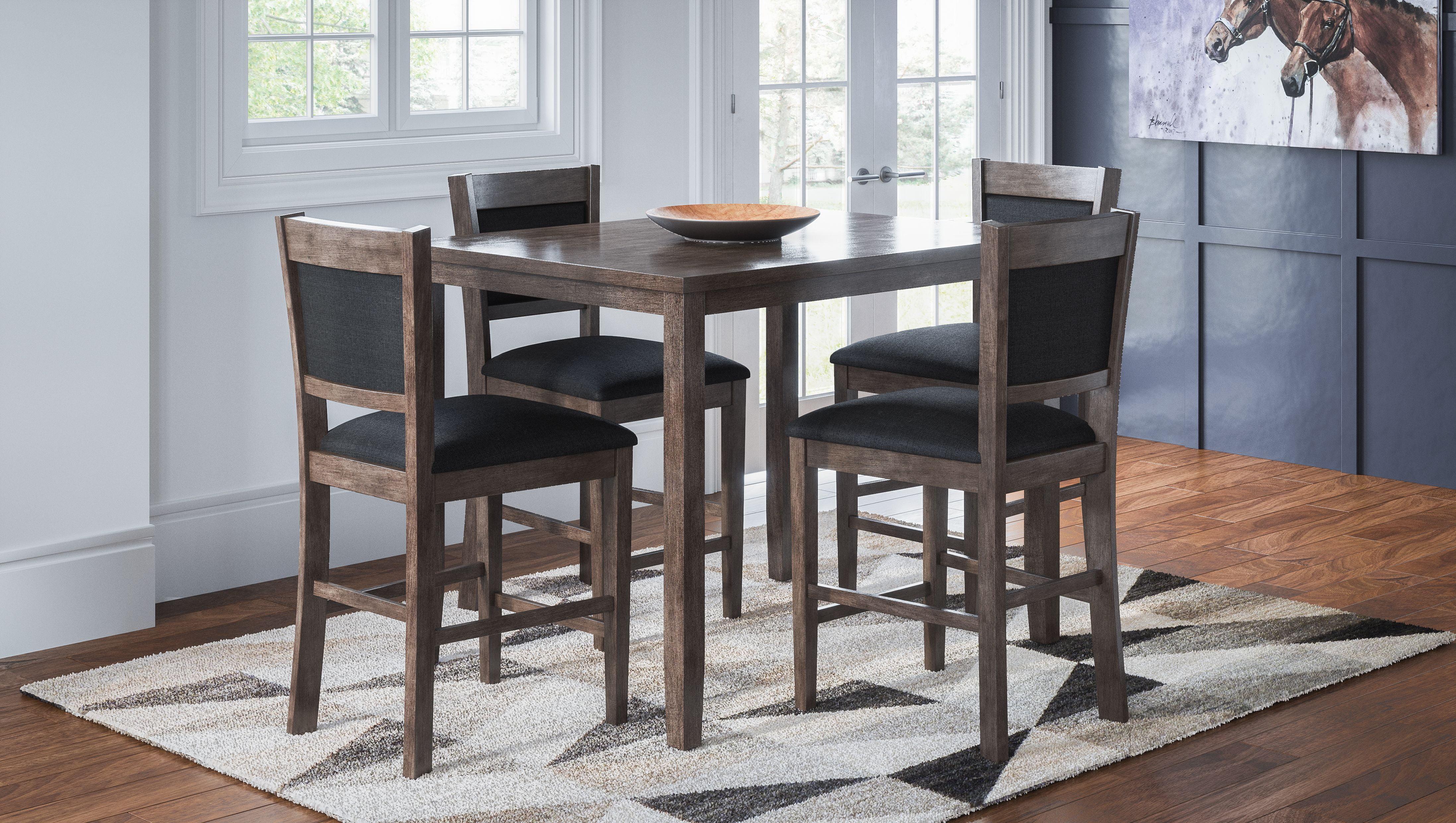 Gray Counter Height Dining Set with Upholstered Stools