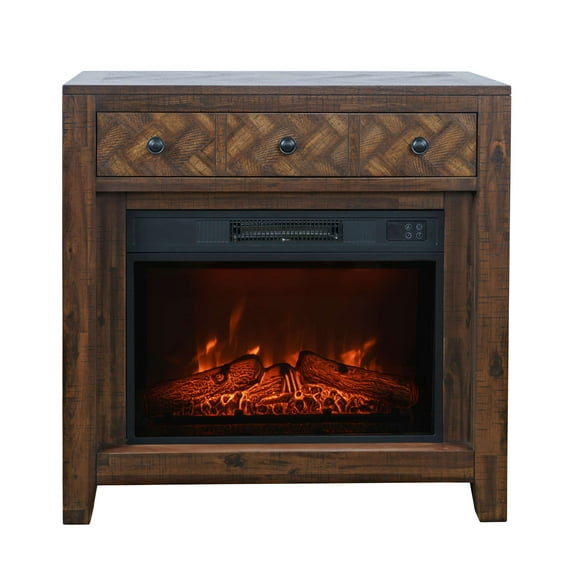 Jofran Hearthside Modern Rustic 32" Electric LED Fireplace 5000 BTU Console TV Stand