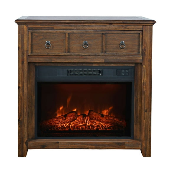 Jofran Hearthside Modern Rustic 32" Electric LED Fireplace 5000 BTU Console TV Stand