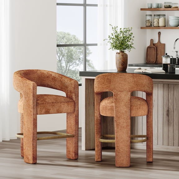 Jofran Inc. Jacquard Fabric Upholstered Counter Stool, Rust