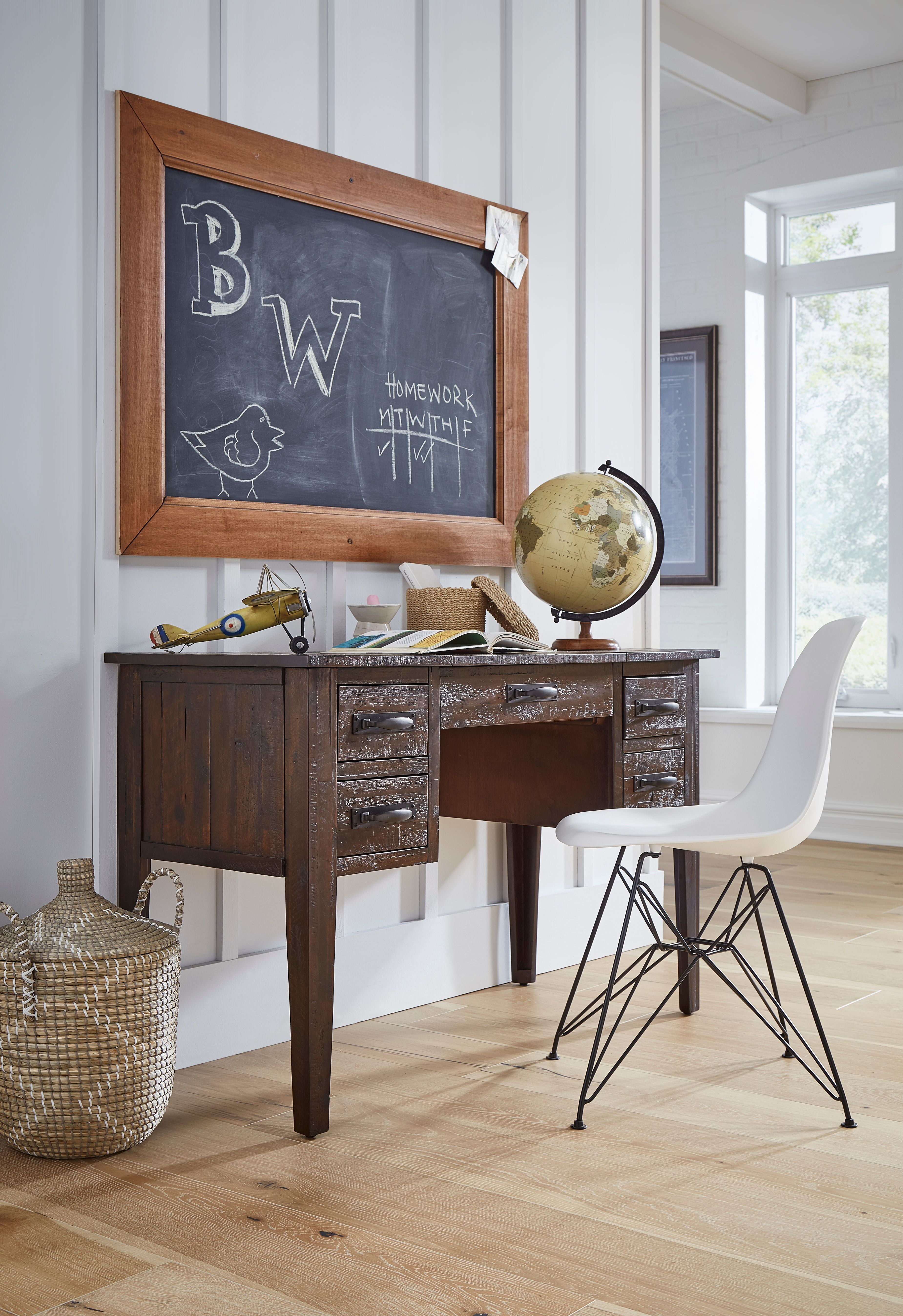 Rustic Brown Wood Corner Desk with Drawer and USB Port