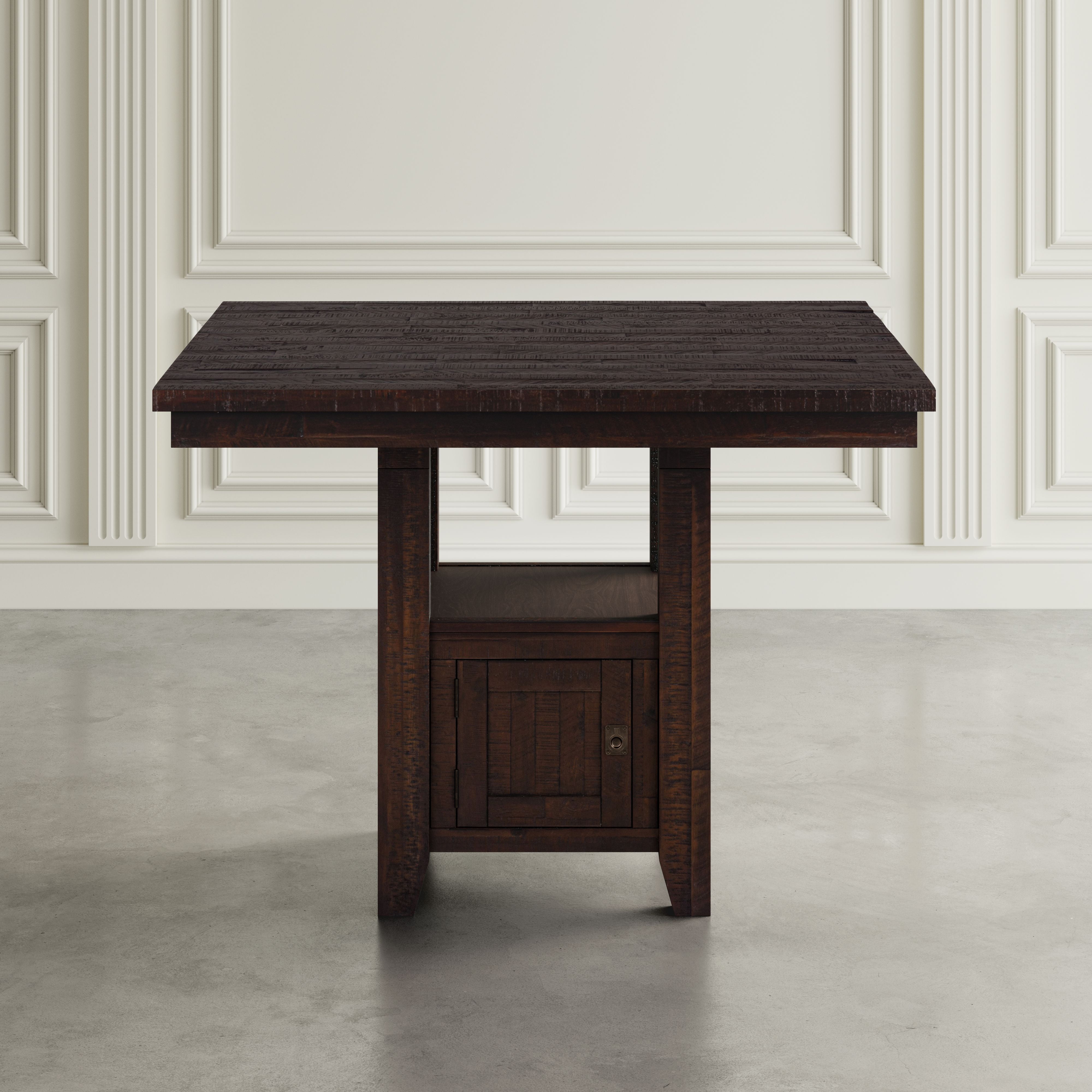 Rustic Brown Reclaimed Wood Counter Height Table with Storage