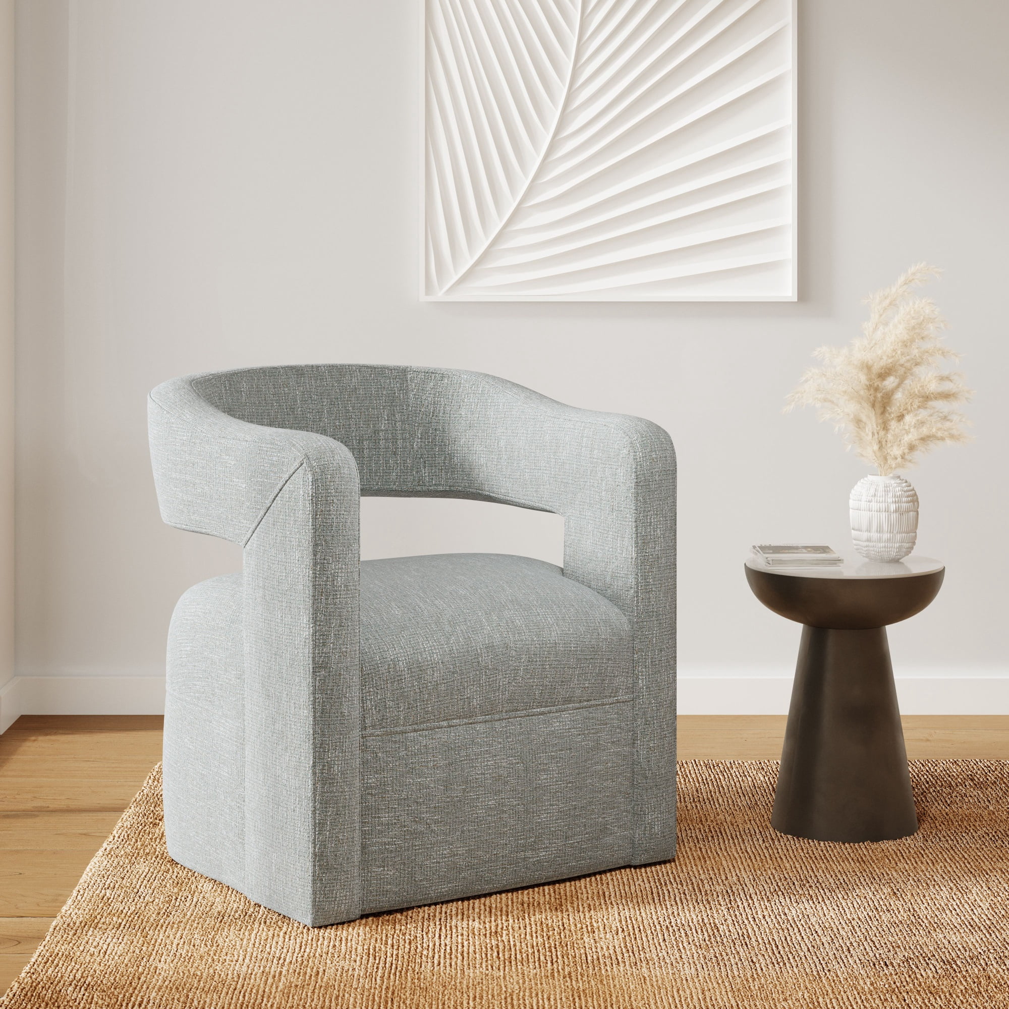 Jofran Lexy Modern Sculpted Curved Upholstered Swivel Accent Chair - Walmart.com