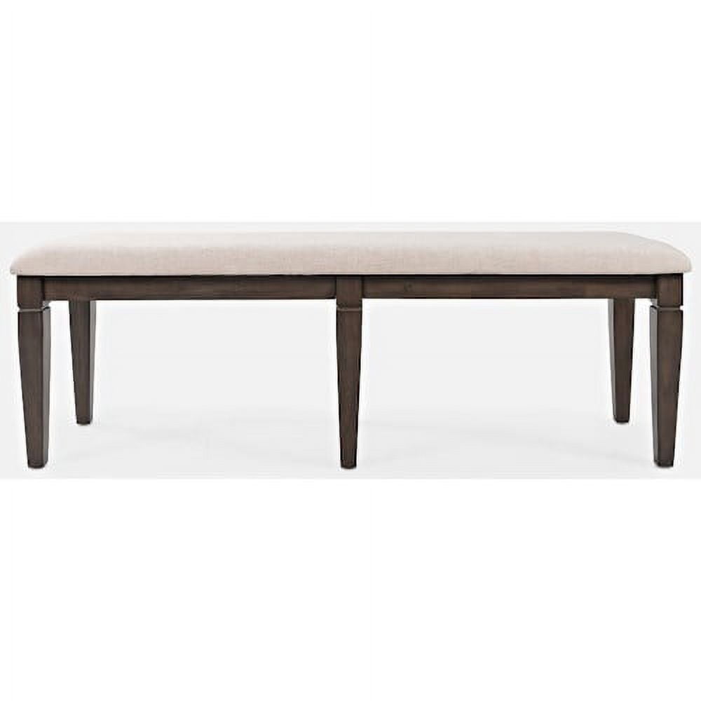 Lincoln Square Cream Upholstered 58" Acacia Dining Bench