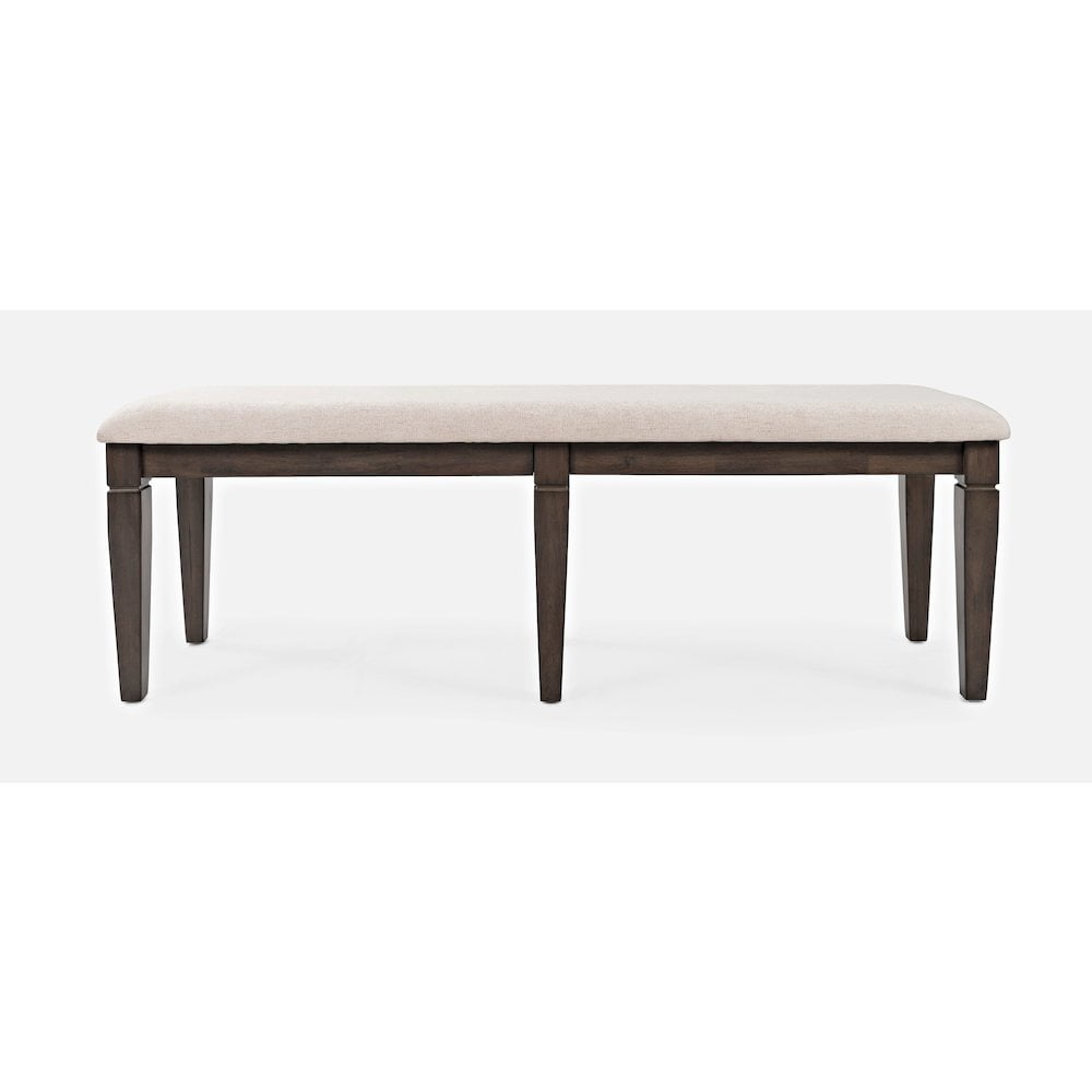Lincoln Square Cream Upholstered 58" Acacia Dining Bench