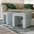 thumbnail image 1 of Jofran Modern Curved Upholstered Waterfall Jacquard Petite Ottoman Bench - Set of 2, 1 of 8