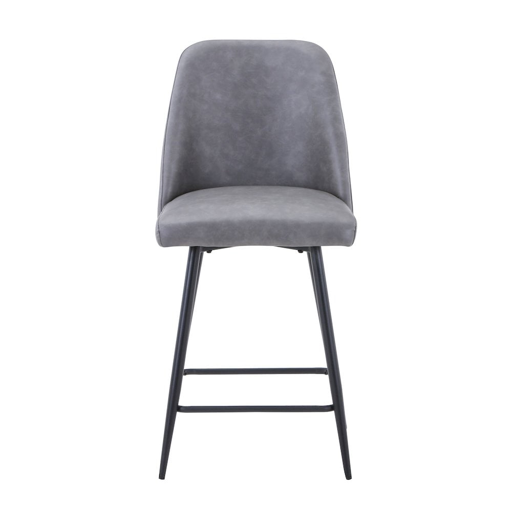 Maddox Mid-Century Modern Gray Faux Leather Counter Barstool