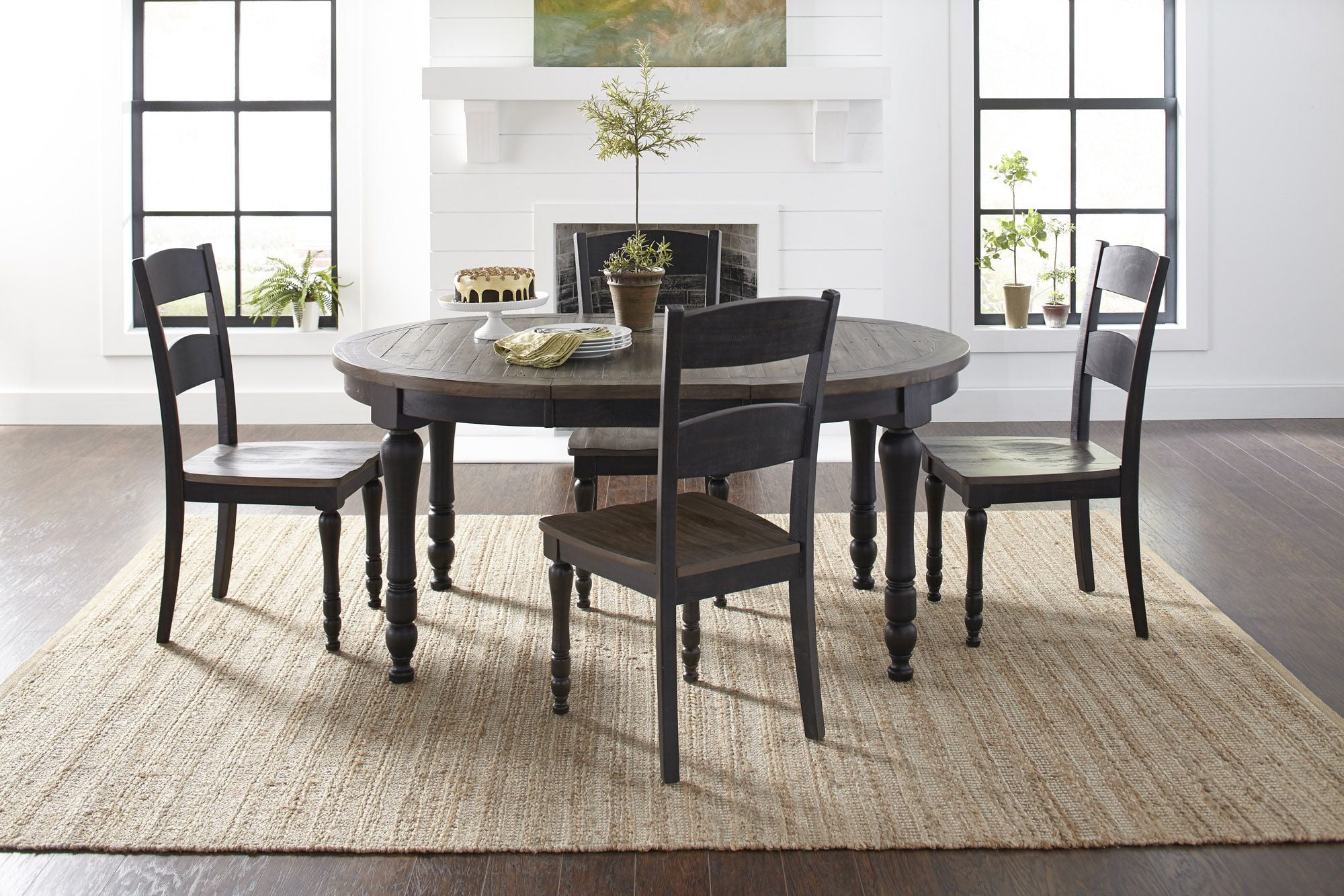 Madison County Reclaimed Pine Black 66" Oval Farmhouse Dining Set