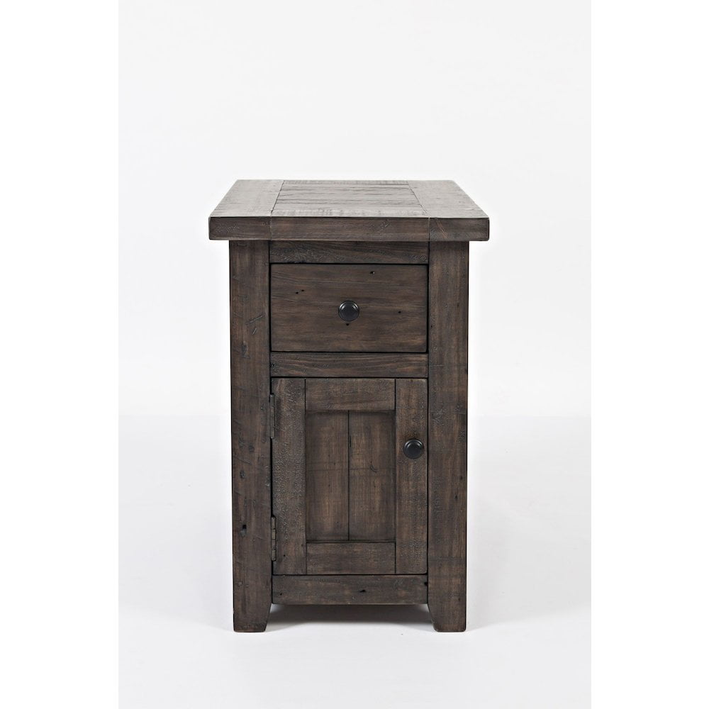 Barnwood Brown Rustic Reclaimed Wood Chairside Table with Storage