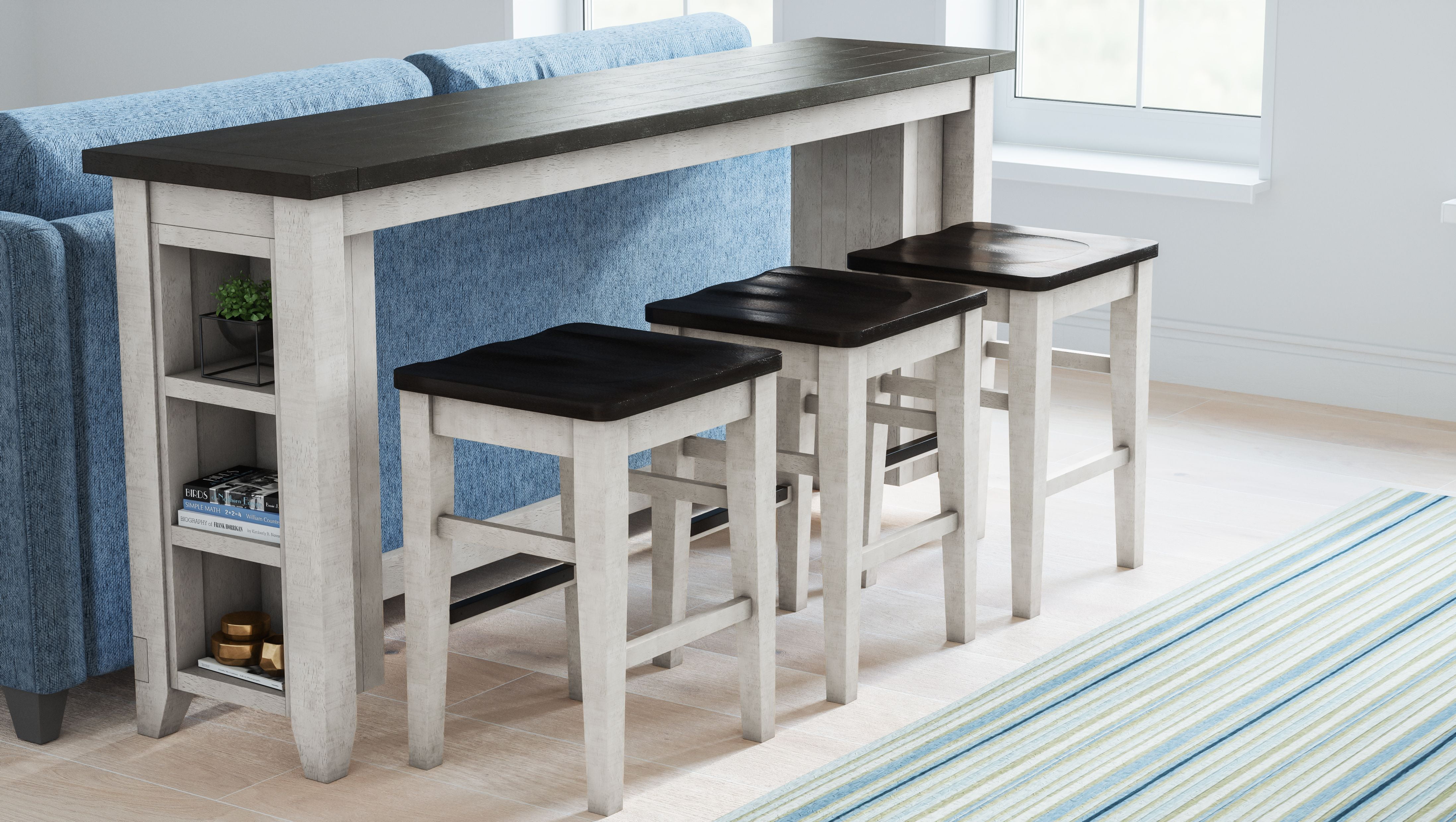Jofran Madison County Rustic Pine Farmhouse 4 Piece Counter Height Sofa Table Set with Barstools Walmart