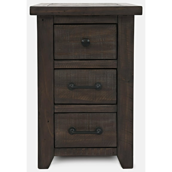 Jofran Madison County Rustic Reclaimed Pine Farmhouse Harris USB Charging Chairside Table