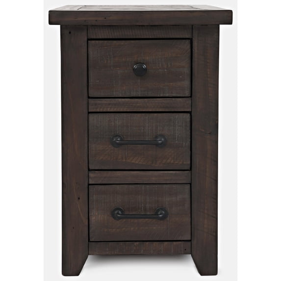 Jofran Madison County Rustic Reclaimed Pine Farmhouse Harris USB Charging Chairside Table