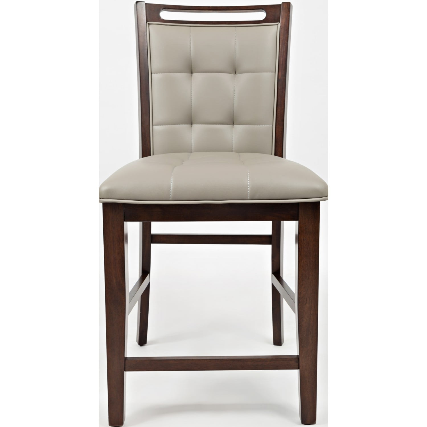 Cream Leather and Wood Adjustable Counter Stool Set